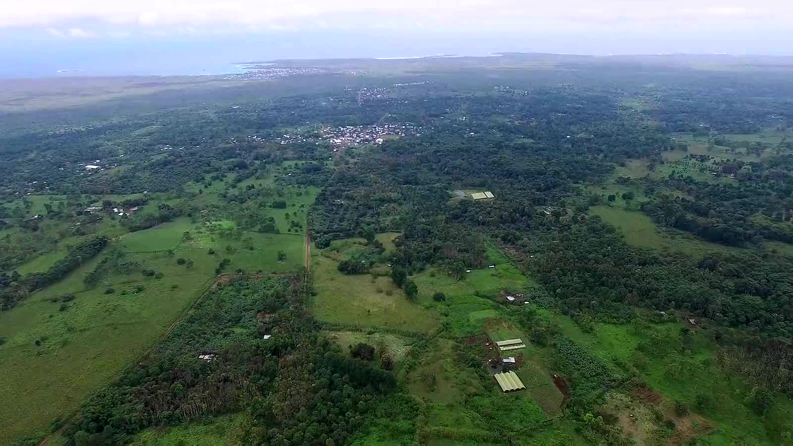 Aerial view of farmed paddocks and lanes on the agricultural belt near Bellavista